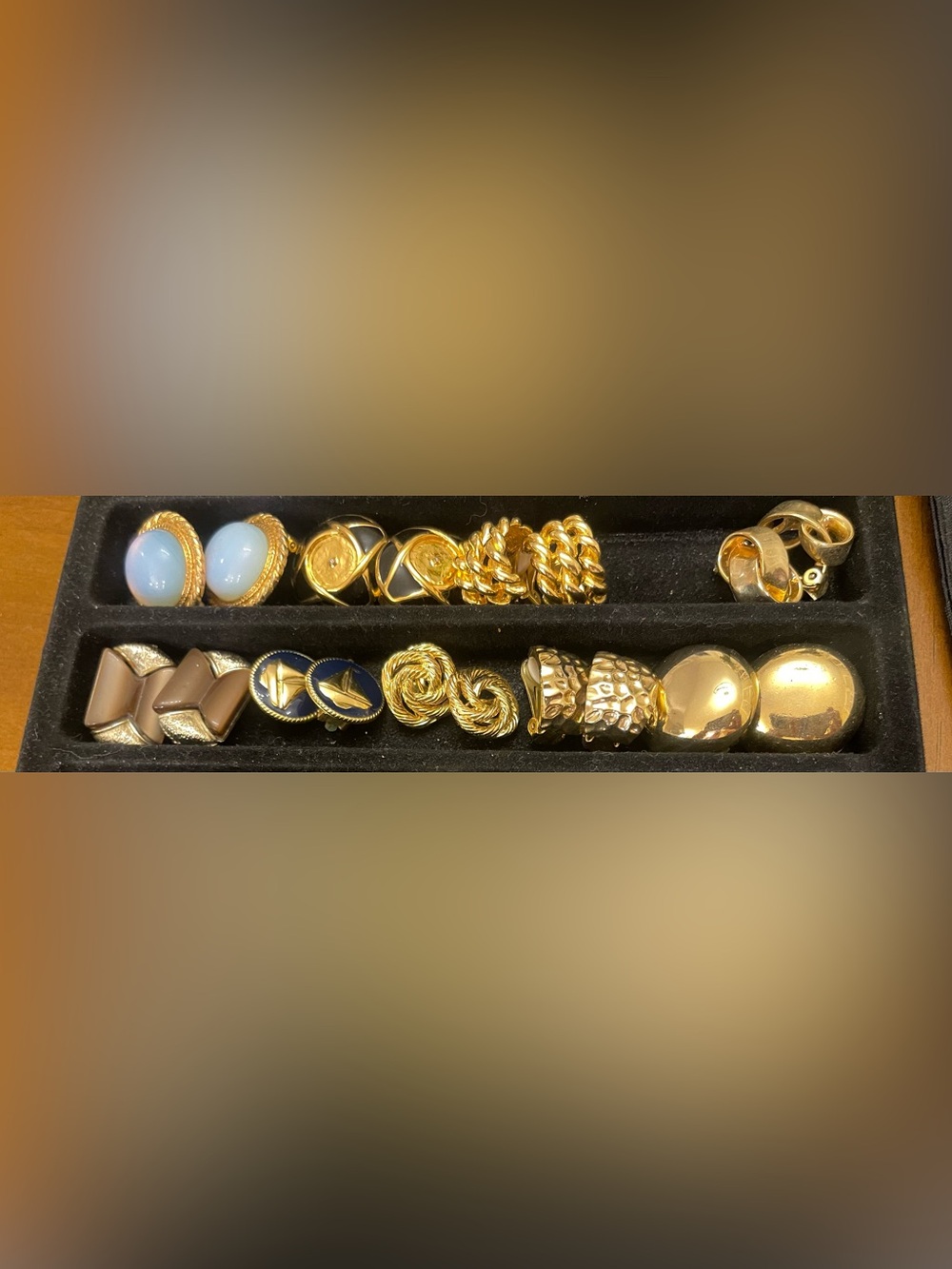 Gold and Opal-Tone Women's Clip Medallion Earrings Bundle